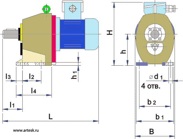Габаритные и присоединительные размеры 1МЦ2С-100Н, 1МЦ2С-80Н, 1МЦ2С-63Н